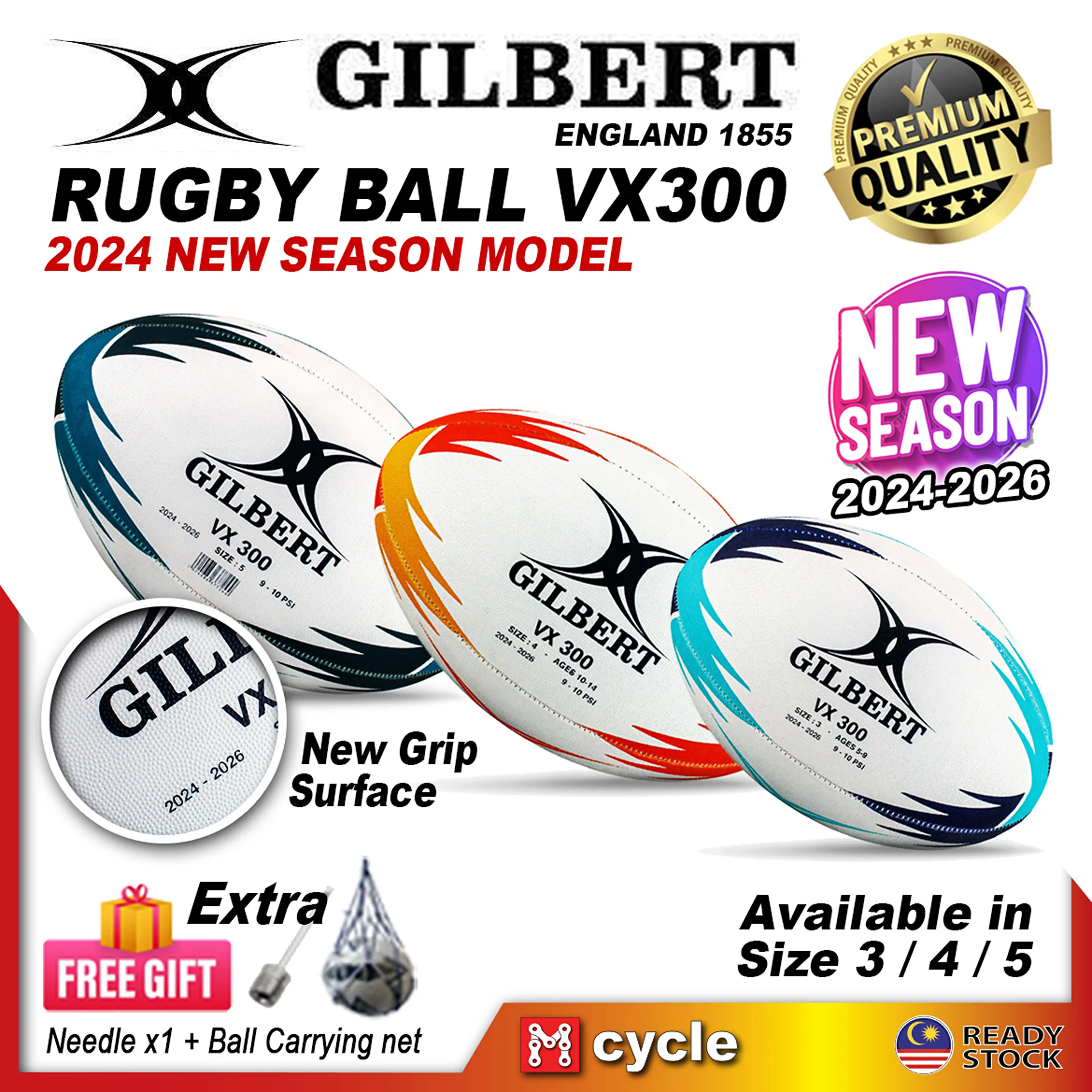 Gilbert VX300 Rugby Ball/Bola Ragbi - TikTok Shop Malaysia
