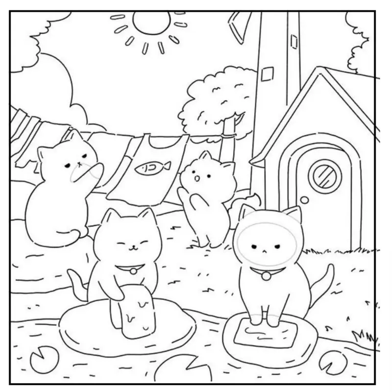 Buku Mewarnai CATS Coloring Book Aesthetic Cute dengan Kertas Tebal 200 GSM untuk Anak PAUD TK SD Remaja Dewasa 1