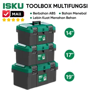 ISKU Tool Box Besar Plastik 19/17/14 Inch Bahan PP Tools Box Kotak Peralatan 2 Tingkat Toolkit Box BoxAlat Perkakas 35*18*17 cm