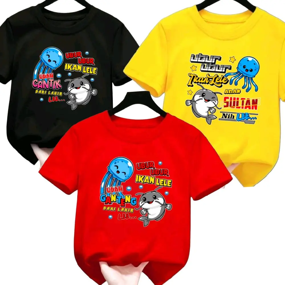 Paket Hemat 3 Pcs Kaos Anak Unisex Ubur Ikan Lele Bahan Halus dan Lembut - Cewek