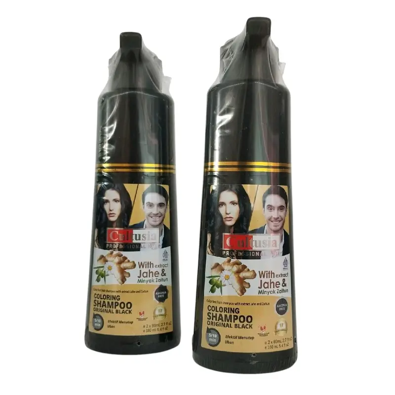 Cultusia Color Fast Hair Shampoo Original Black With Extract Jahe & Minyak Zaitun 160ml Hitam Conditioner Menghitamkan Penghitam 4