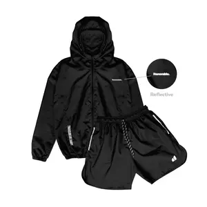 HONORABLE - Stelan Olahraga Jaket Running Pria One Set Hitam