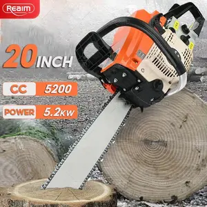 REAIM Mesin Potong Kayu 52CC 20inch Chainsaw 2Tak Untuk Gergaji Mesin Alat Outdoor Mesin Gergaji Kayu Gergaji Potong Pohon Kayu Pemotong Kayu Cepat & Irit Bahan Bakar Gergaji Mesin Portable Anti Macet - Untuk Kayu, Bambu & KebunMata Pisau Kuat Tahan Lama