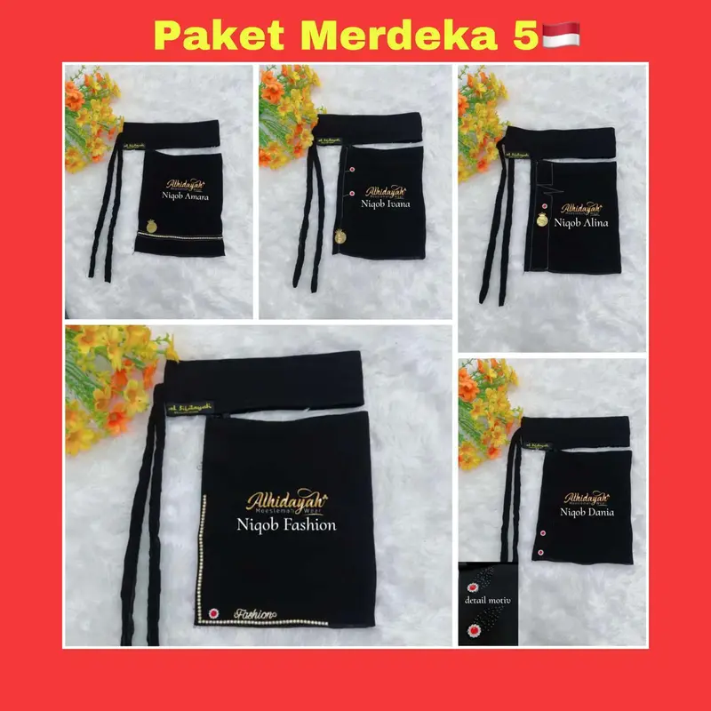 PAKET NIQOB MERDEKA  | Matt Sifon Silky Premium | Paket Hemat Niqab Cadar Bandana Wolfis Terbaru Niqob 2 Layer 4