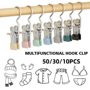 Portable Colorful Stainless Steel Anti-slip Clip/ Closet Space Saving Storage Clip With Hook Hangers Organiser Laundry Hanging