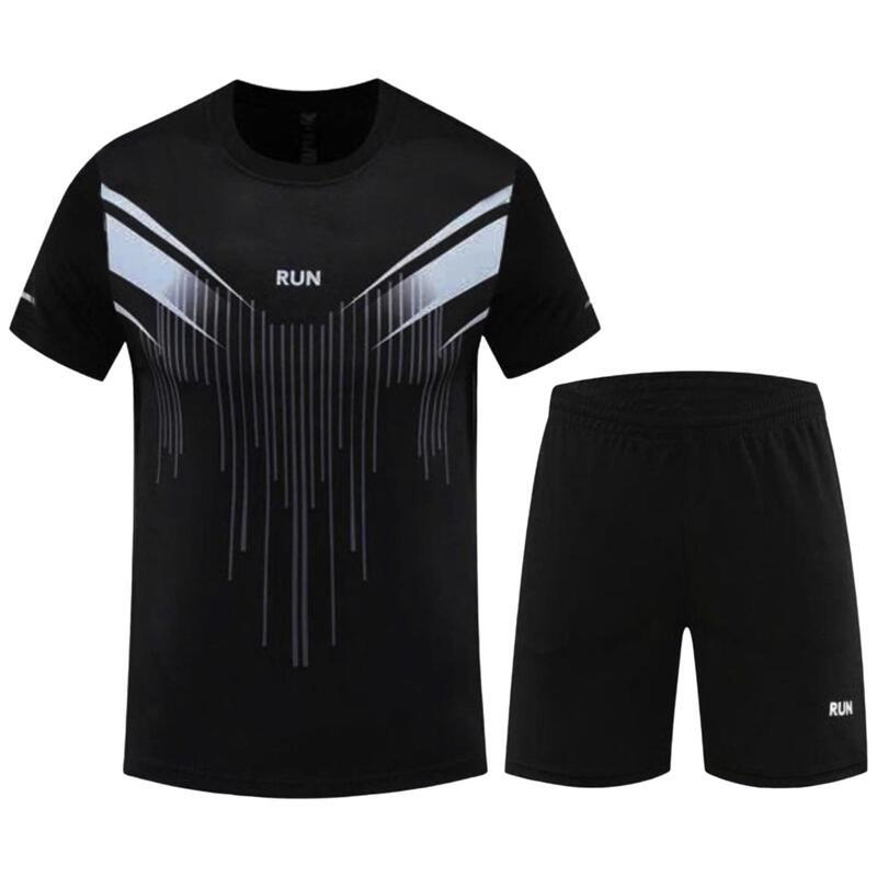 Bộ quần áo thể thao nam nữ thun lạnh co giãn thoáng mát thấm hút mồ hôi in chữ Run Sport Menswear Top Tập Gym Đá Bóng Chạy Bộ