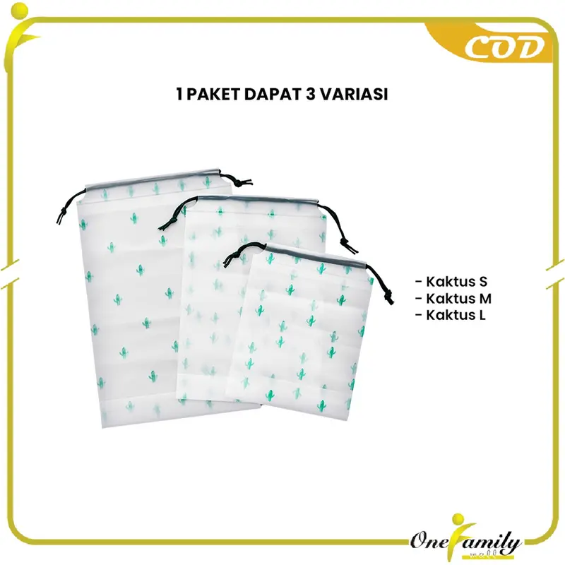 [COD] OFM Paket Hemat 3PCS C33 Travel Pouch Kaktus Organizer Bag Tempat Penyimpanan Serbaguna 8