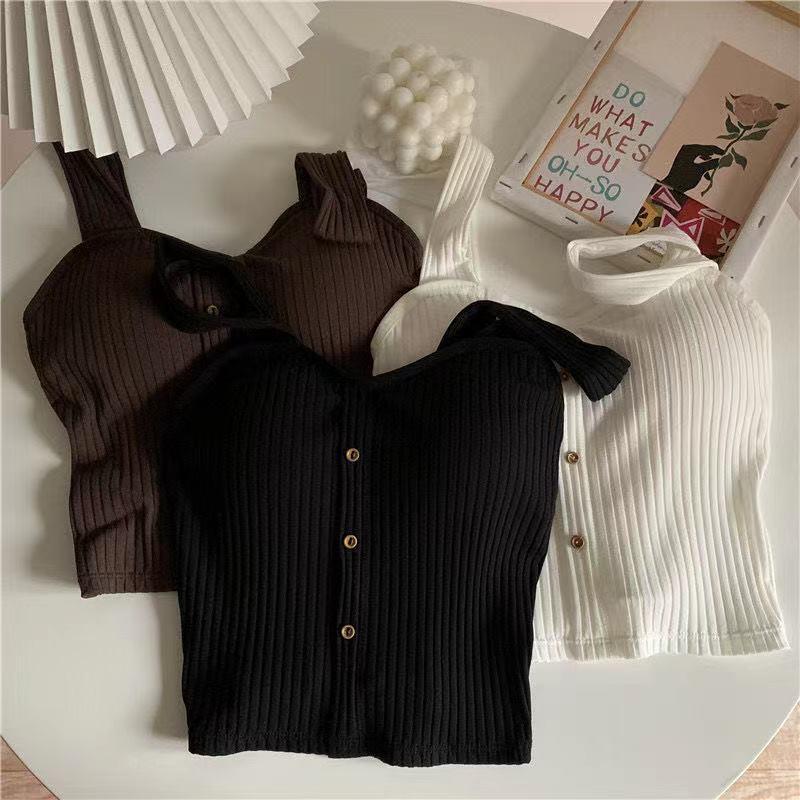 Product Introduction of Cute Sleeveless Cropped Tank Top Women's Crop Top Summer 2024 Korean Corset Top Camisole Knit Sexy Slim Vest with Bra Pads Tops Female Y2k 8