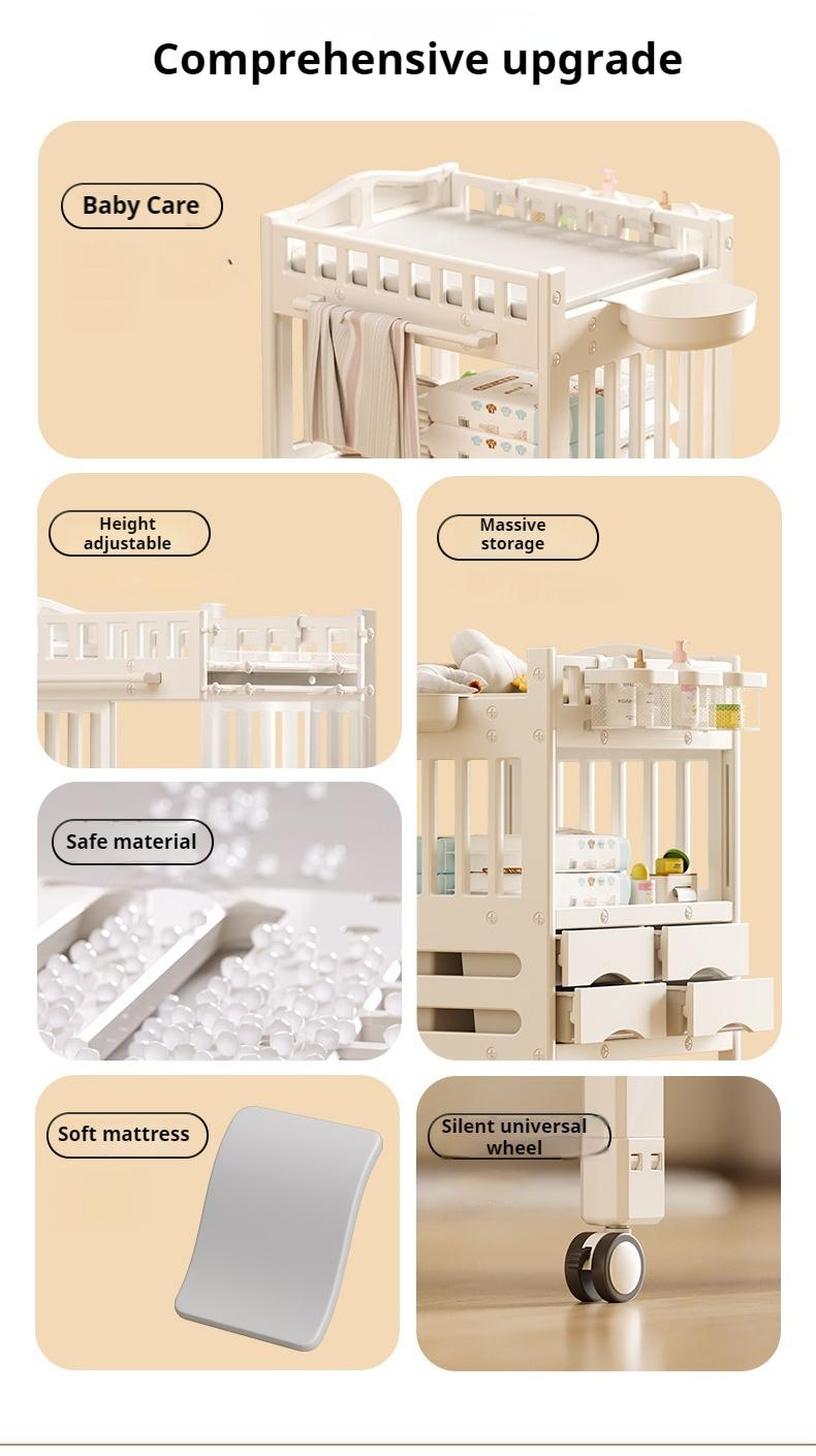 Product Introduction of 【GraceLife】8 In 1 Changing Table For Baby With Drawer/Storage/Bath/Wheel/Pad 90.5 Or 85.5CM Height 37