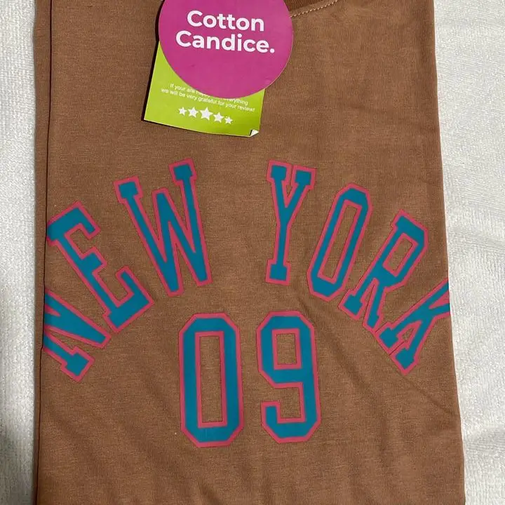 New york tee Cotton Warna Coklat