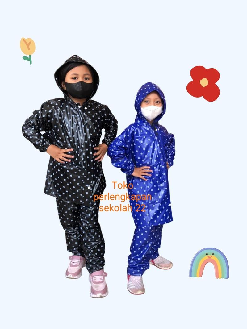 Product Introduction of jas hujan anak laki² dan perempuan usia 4 sampai 10thn motip pulkadot lucu tebal dan bagus 12