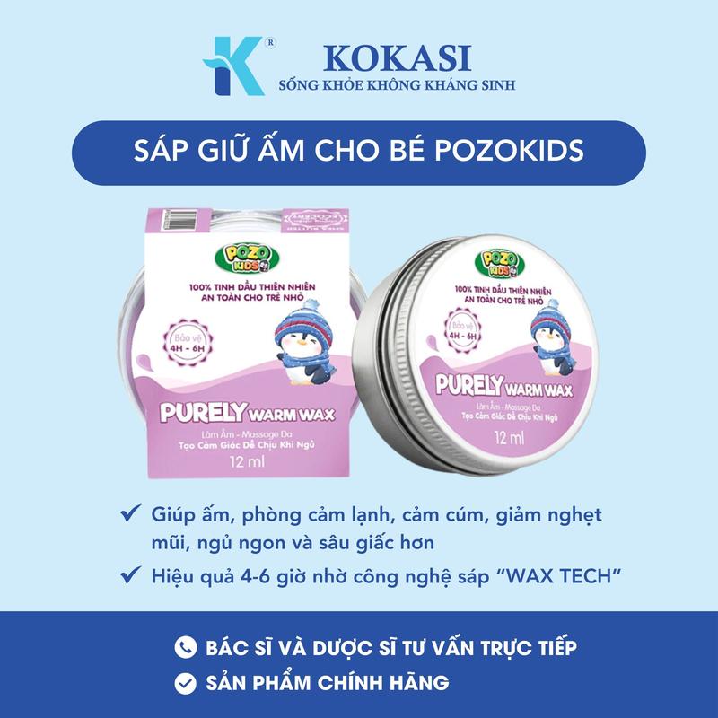 (DATE 30/9/2027) Sáp Giữ Ấm Cho Bé Pozokids (12ml) - Giúp Giữ Ấm, Phòng Cảm Lạnh, Cảm Cúm, Giảm Nghẹt Mũi, Ngủ Ngon Và Sâu Giấc Hơn