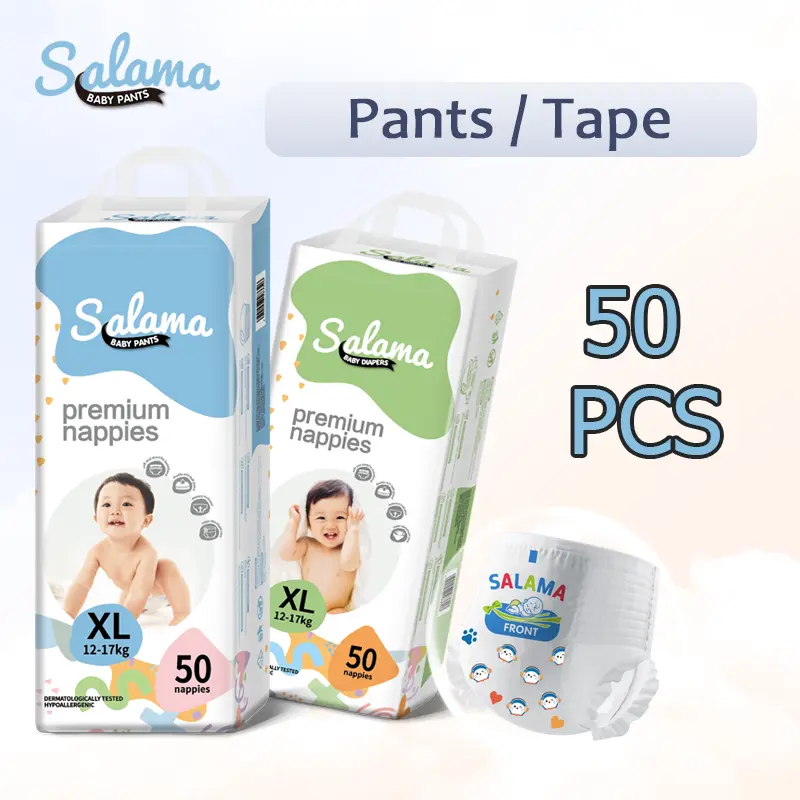 SALAMA 50 Miếng tã em bé siêu mỏng, mềm và thở, tã em bé phù hợp với kích thước của em bé M/L/XL/XXL/XXXL