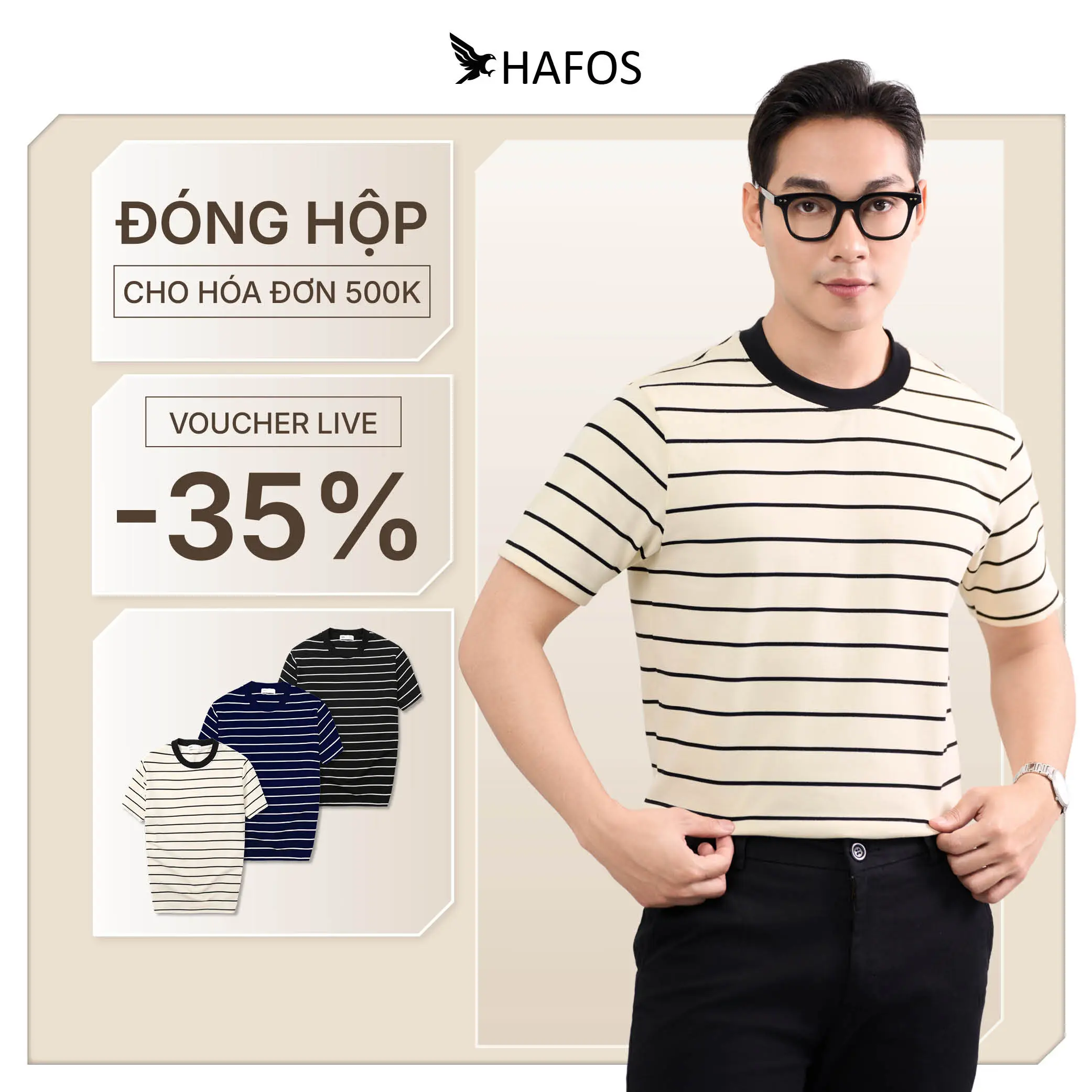 Áo thun nam HAFOS JUMBO Striped cổ tròn, Áo phông nam Sọc chất vải Cotton Gân mềm mịn, co giãn, thấm hút mồ hôi, Regular Fit, Menswear aothun  basic