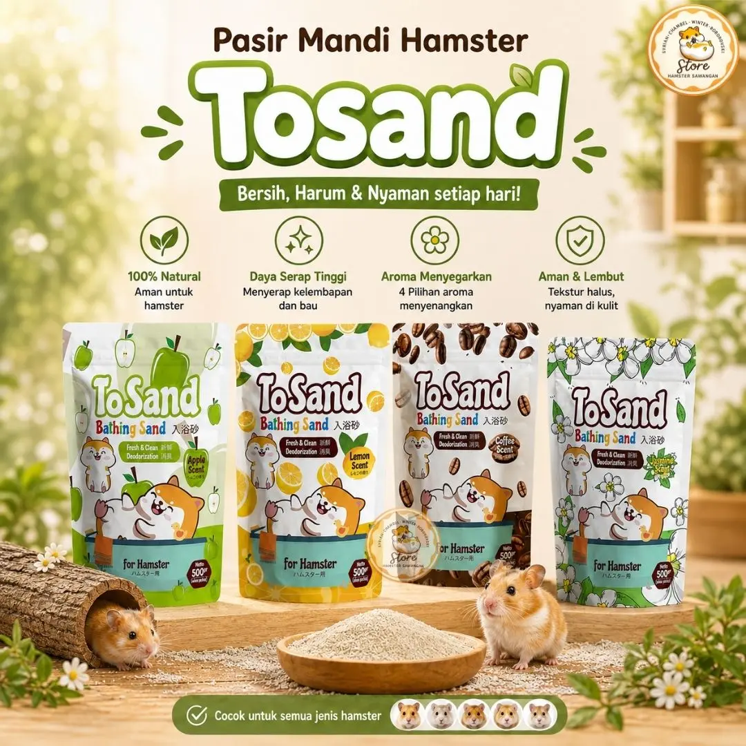 Pasir Mandi Hamster ToSand 500gr free 100gr Bathing Sand All Varian Wangi