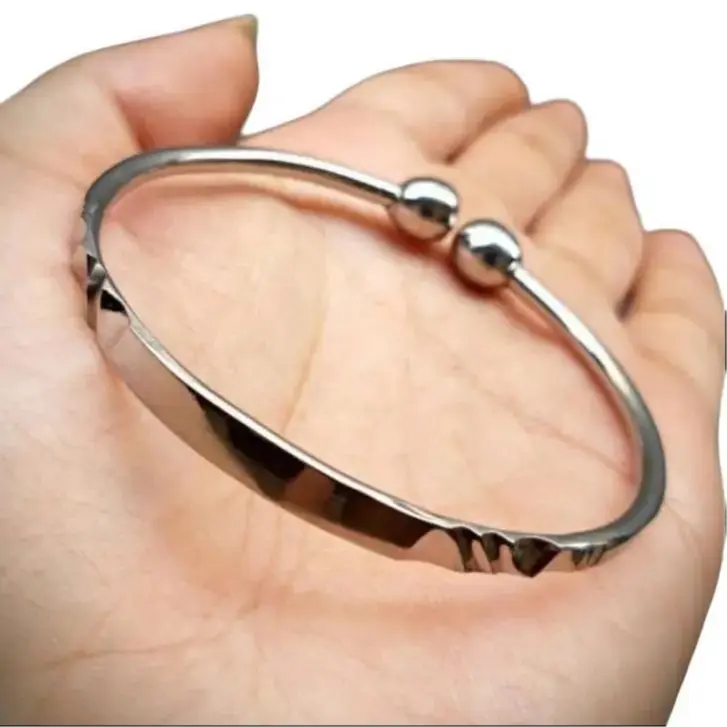 GELANG  TITANIUM MONEL BAJA PUTIH PRIA WANITA ANTI KARAT ANTI LUNTUR TERBARU Besi  Perak Bracelets Emas