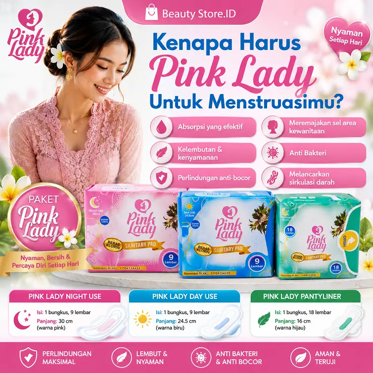 Pembalut Pink Lady Night use original, lembut nyaman dan tipis. tanpa klori dijamin ori 100%