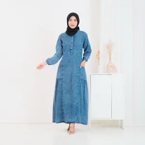 Gamis Jeans Snow Dewasa New Model Muslim Panjang Busui Friendly Wanita Dress