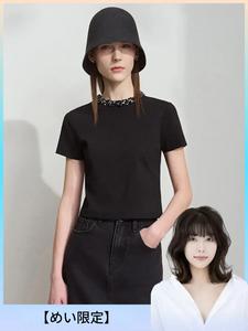 女性用 ラインストーン＆スパンコール装飾Tシャツ、おしゃれでカジュアルなトップス。日常使いに最適で、パーティーやイベントにもぴったりです。