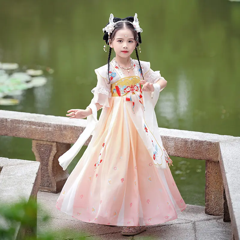 TQ-D0022 [PippiKids]Cô Gái Hanfu Cổ Tích Phong Cách Mỏng, Phong Cách Cổ Trang, Dài Ngực, Thích Hợp Cho Bé Gái, Trẻ Em Trung Niên, Phong Cách Trung Quốc, Có Sẵn Cho Mùa Xuân, Mùa Hè Và Mùa Thu 6
