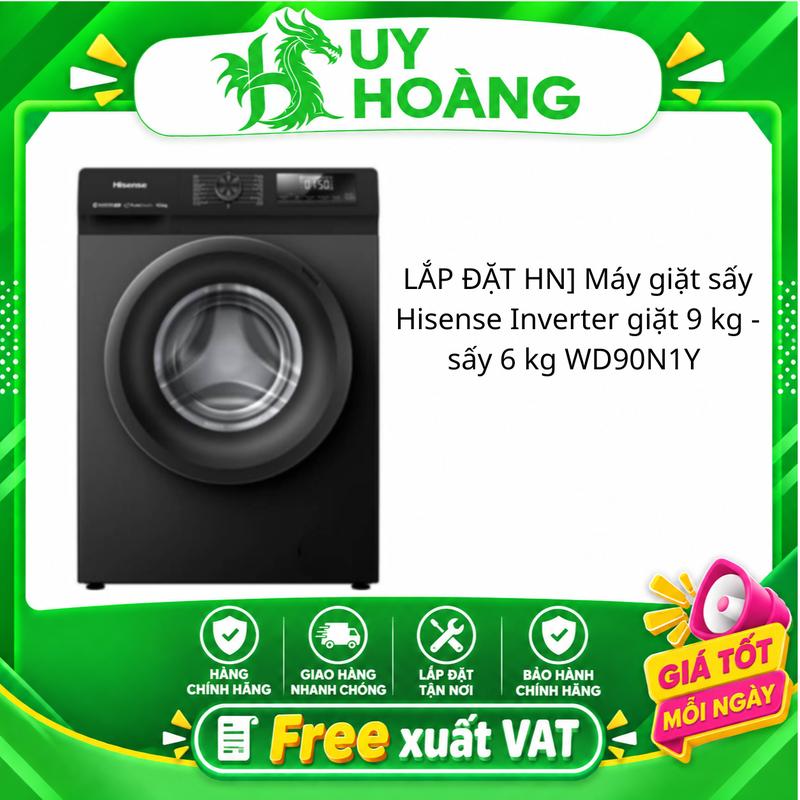 Máy giặt sấy Hisense Inverter giặt 9 kg - sấy 6 kg WD90N1Y