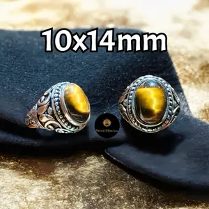 Cincin Batu Tiger Eye 10x14mm Ring Alpaka