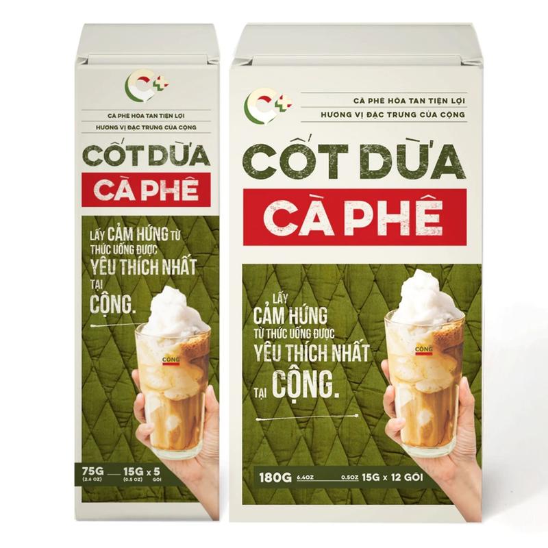  Cafe cốt dừa Cộng Cà Phê hộp 5 - 12 gói thơm ngon tiện lợi dễ sử dụng 