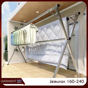 Jemuran Baju Handuk Outin Lipat Tekuk Stainless Steel Anti Karat Kuat