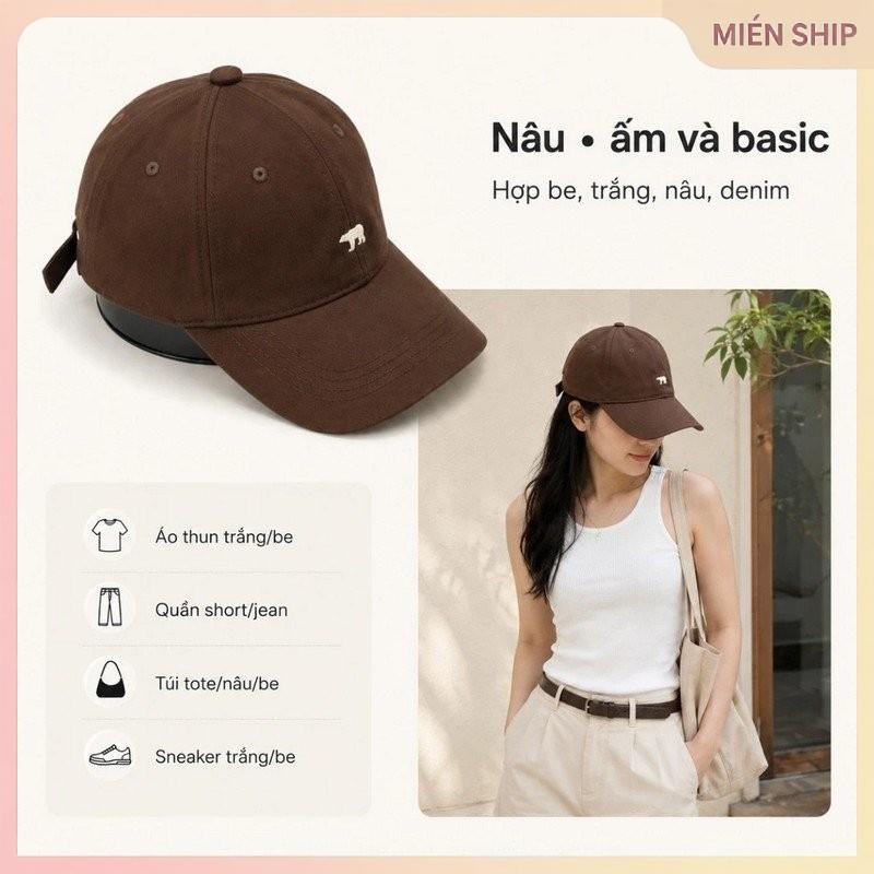 𝗙𝗹𝗮𝘀𝗵 𝗦𝗮𝗹𝗲 Mũ thêu gấu Bắc Cực form mềm – phong cách tối giản hiện đại