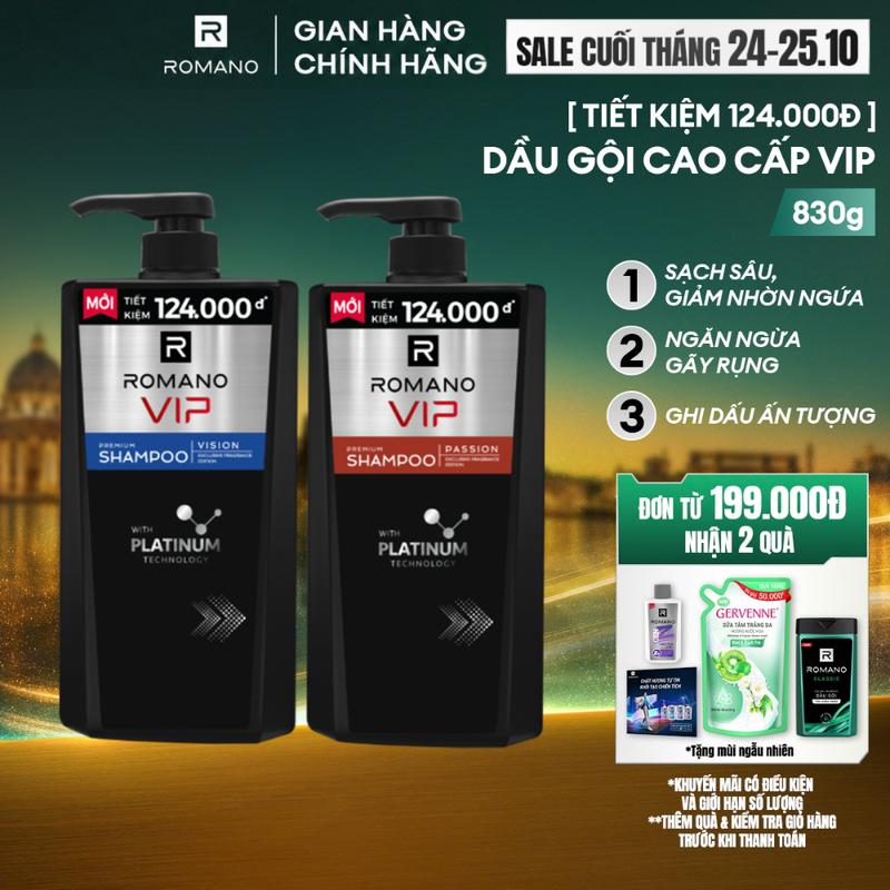 Dầu gội cao cấp Dưỡng Tóc cho nam Romano VIP PASSION/VISION 830g