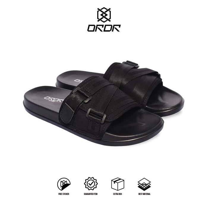 Gambar ORDR Official - Ditto Black Sandal Pria Casual Slip On Slop Slide Ringan Anti Licin Sendal Selop - 39 dari ordrfootwear_NEW Kota Bandung Tokopedia