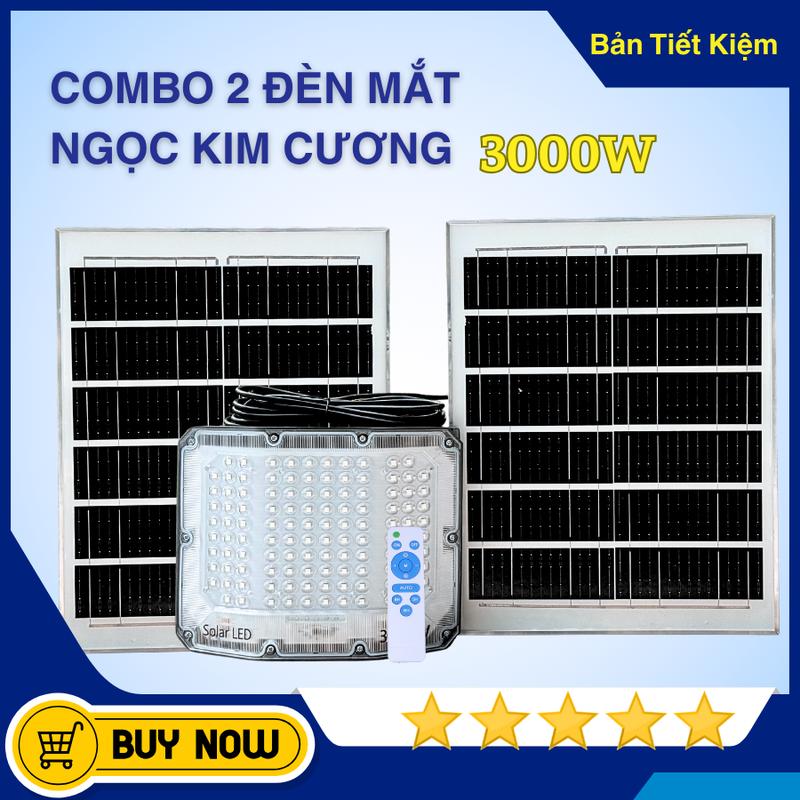   BẢN TIẾT KIỆM  COMBO 2 Đèn Mắt Ngọc Kim Cương Thấu Kính năng lượng mặt trời loại xịn 3000W 116  mắt LED ngọc thế hệ mới led 5730 chống nước IP69 Sáng xuyên đêm 10-12 tiếng tấm pin to 35X35cm 