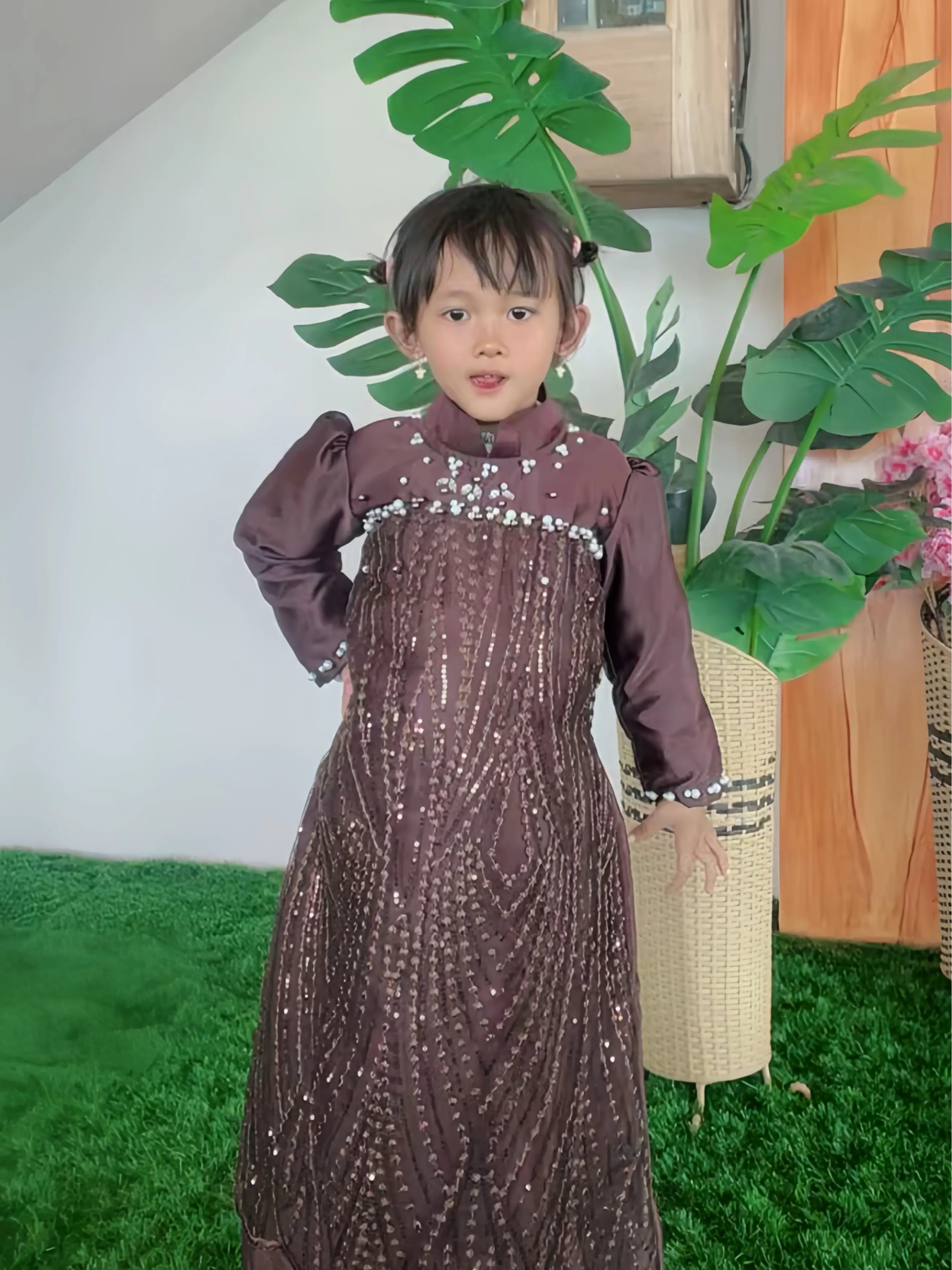 Leshia Dress Pesta Anak Viral Usia 1-12 Tahun Baju Kondangan Anak Perempuan Brokat Lace Premium Payet Mutiara By Azzuracollection