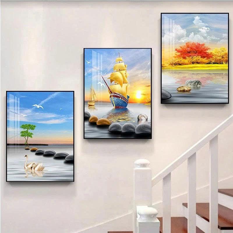 Bộ 3 Treo Cầu Thang Tranh Treo Cầu Thang Decor Tranh Decor Phòng Khách Chất Liệu Tráng Gương Sang Trọng Trang Trí BESTHOME