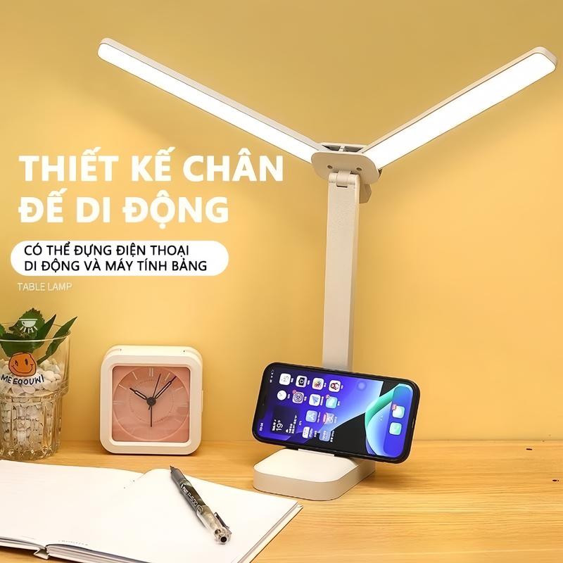  HINAR Đèn Học Để Bàn Đèn 3 Màu Đèn Học Chống Cận Gấp Gọn LED USB Cao Cấp Cảm Ứng Tích Điện Thông Minh Điều Chỉnh Mức Độ Sáng 
