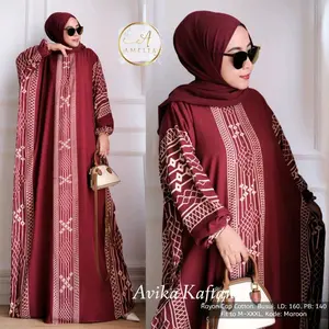 Kaftan Wanita Motif Avika Rayon Premium Busui Resleting Depan