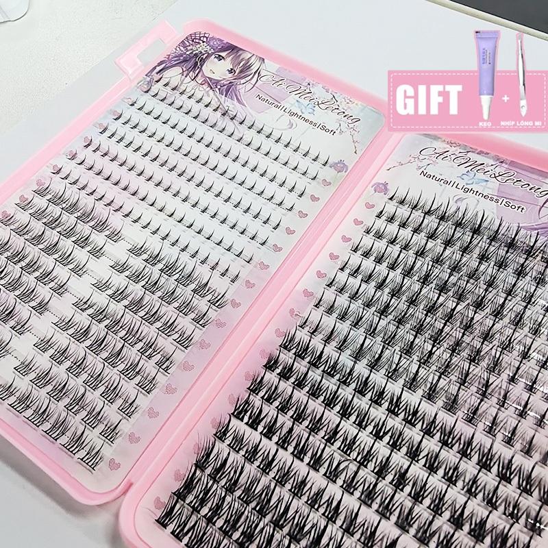  sách Lông Mi Giả 360 mi cụm tự nhiên 10-12mm Có Thể Tái Sử Dụng eyelashes mi giả lúa mì Có keo 