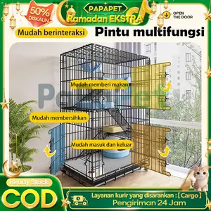 【Gajian Sale】Vila  Multi-Lantai Besi Hitam - Ventilasi Canggih  Ruang Bebas Lebih Luas untuk  tenda  bonus  kasur tenda outdoor house kandang  3 tingkat  jumbo playground  cats pet kubur 2 shelter kucing di pot bunga rumah mewah scratch pad sofa dakron