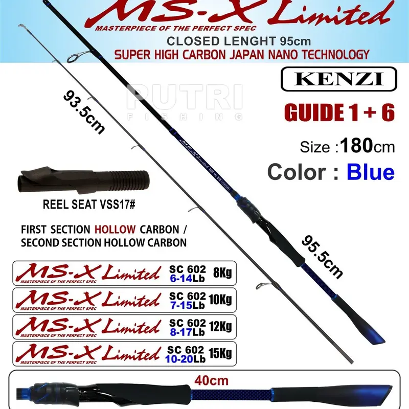 Joran Kenzi MS X Limited 180 cm Hollow carbon 8 Kg 10 Kg 12 Kg 15 Kg Memancing Pancing Spinning 1
