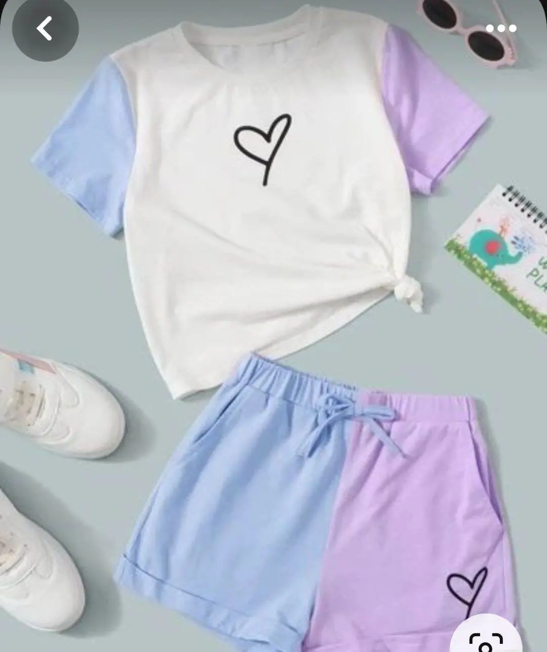 Setelan kaos anak rainbow/kaos anak perempuan/kaos anak perempuan katun lengan pendek rok Motif Fashion