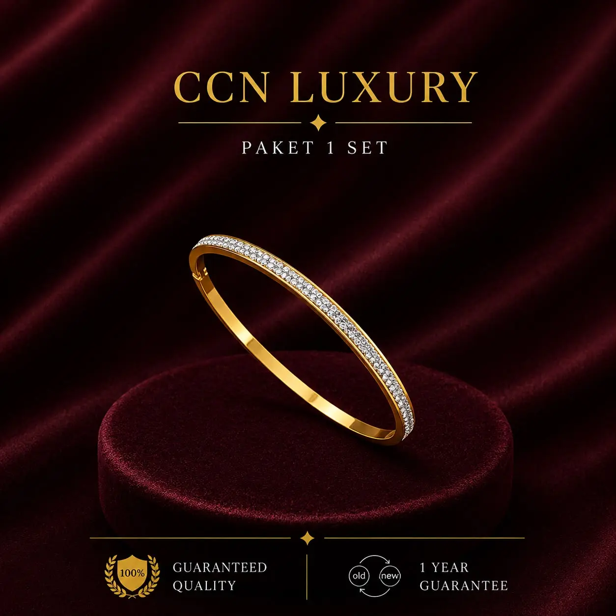 CCN Jewelry Gelang Titanium Wanita Anti Karat Lapis Emas Berlian Perhiasan Anti Karat Anti Luntur Cantik Aneka Variasi N429