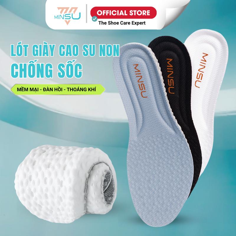 Lót Giày Thể Thao Cao Su Non Nam Nữ Cao Cấp Chính Hãng MINSU M2355 Khử Mùi Thoáng Khí Ngăn Vi Khuẩn 
