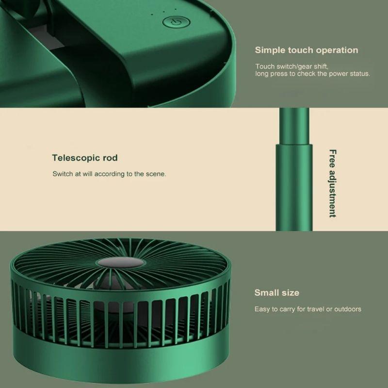 Product Introduction of Telescopic Folding Fan Rechargeable Mini Desk Fan / USB Portable Fan / Table Fan Strong Wind Quiet Adjustable Kipas 31