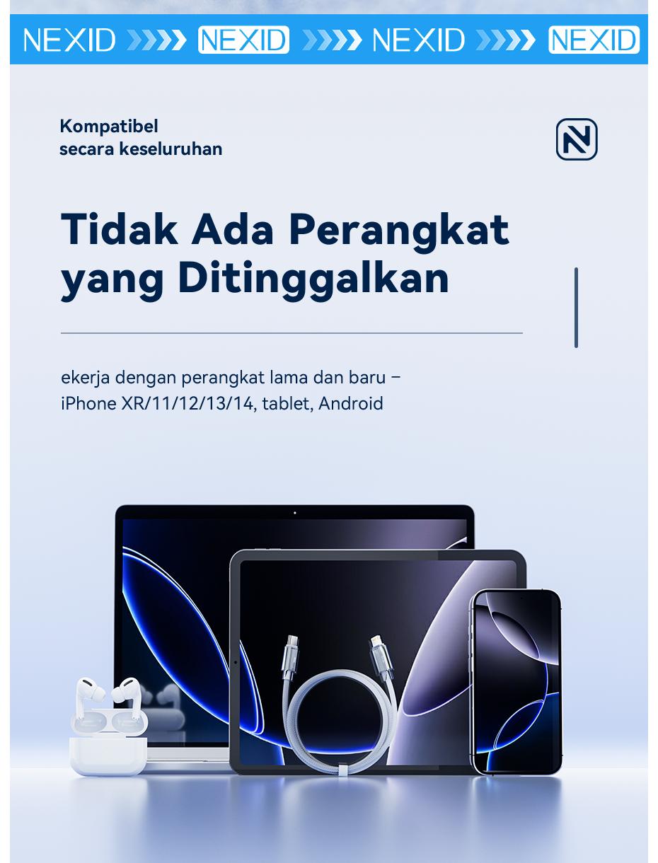 NEXID Kabel Data PD29W 1.2 Meter Type C USB C to Lightning Fast Charging untuk iPhone 11 12 13 14 Pro Plus Max dengan Penampilan Maksimal NEXID Kabel Data PD29W 1.2 Meter Type C USB C to Lightning Fast Charging untuk iPhone 11 12 13 14 Pro Plus Max dengan Penampilan Maksimal