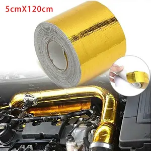 1 Roll Gold Thermal Exhaust Tape Air Intake Heat Insulation Shield Wrap Reflective Motorcycle Parts Heat Shield Wrap Tape