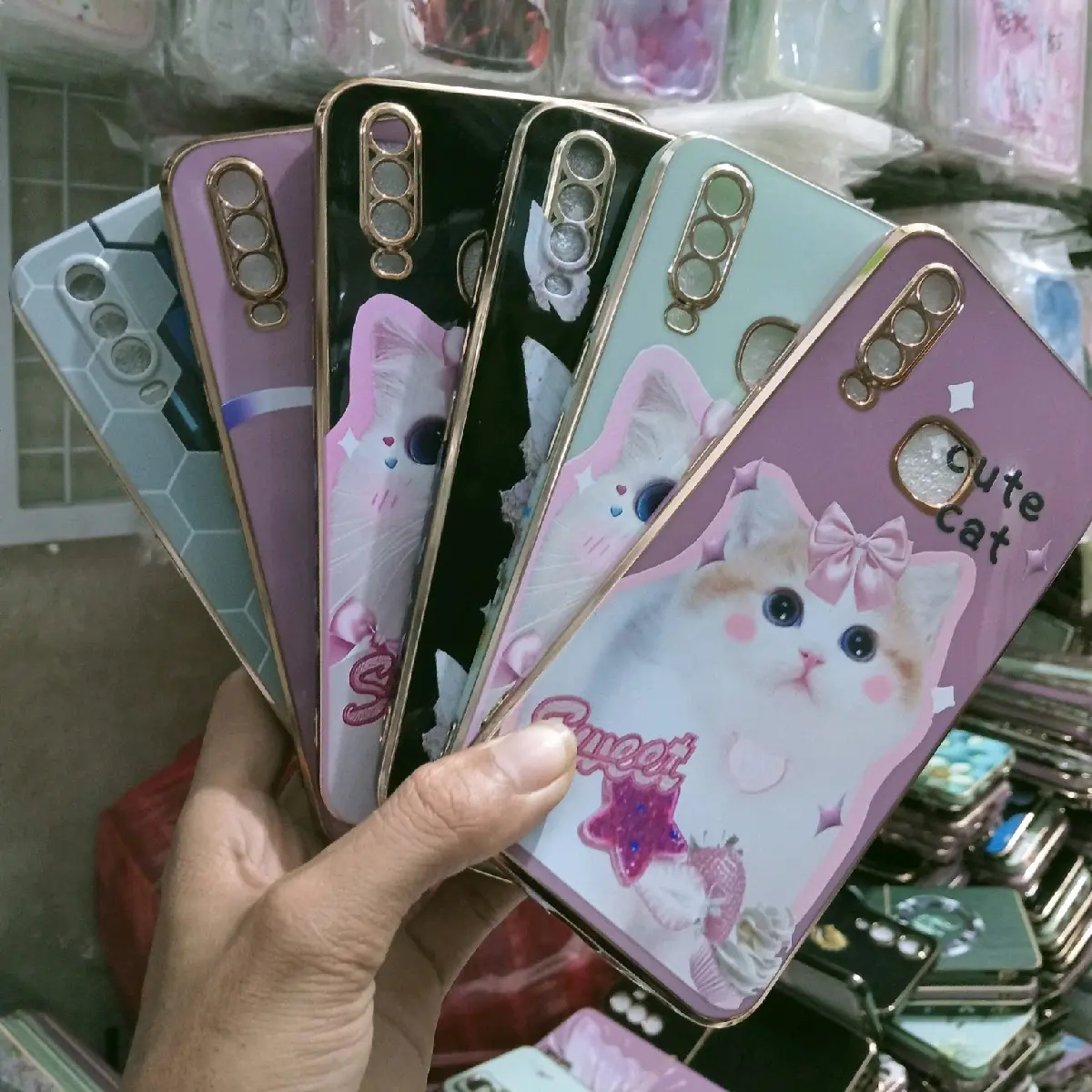 Softcase Casing VI Y12 Y15 Y17 1902 Silikon Gambar karakter Light Luxury Silver pelindung belakang HP