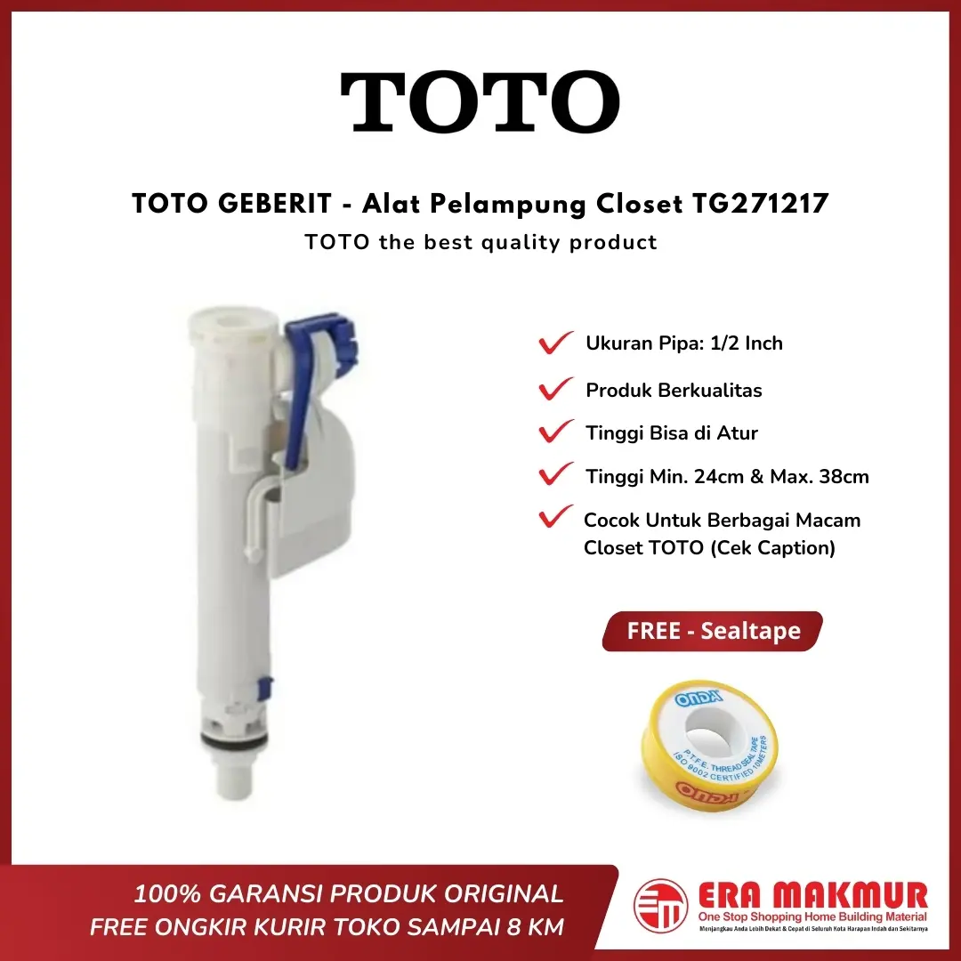 TOTO GEBERIT - Alat Pelampung Closet TG271217 / TG 271217 / Pelampung Otomatis Kloset TOTO / Fill Valve