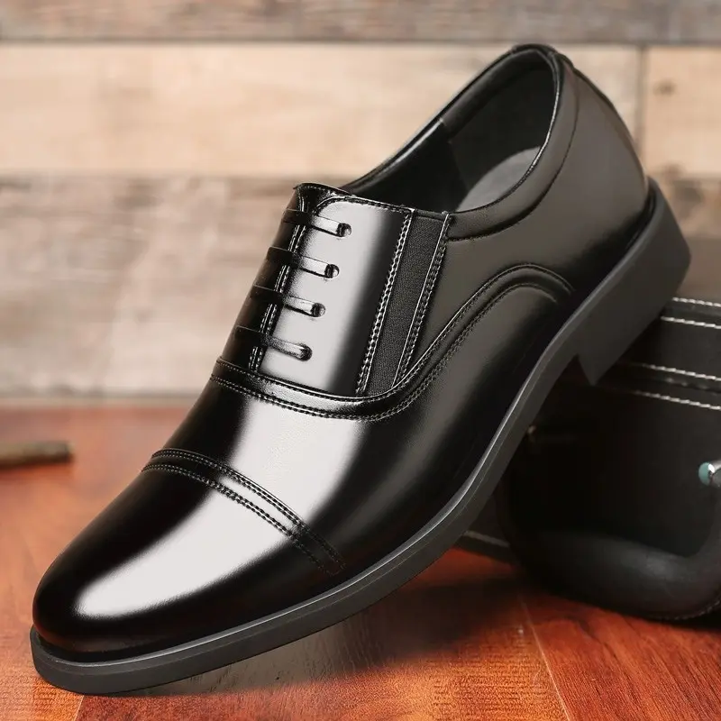 Sepatu Kulit Pria 2024 Kasual Formal Bisnis Anti Selip - Shoes, Kerja Pantofel Hitam sepatu guru cowok
