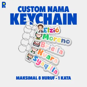 Pikapik Gantungan Kunci Nama Kartun Akrilik Custom Keychain Tas Motor Kunci Acrylic Print Ganci