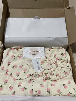 Product Review of Đồ ngủ nữ tay ngắn quần đùi – Pyjama vải xô muslin cổ sen, họa tiết hoa tulip hồng | KNG.studio (Tặng kèm dây buộc tóc scrunchies) from m**3 0